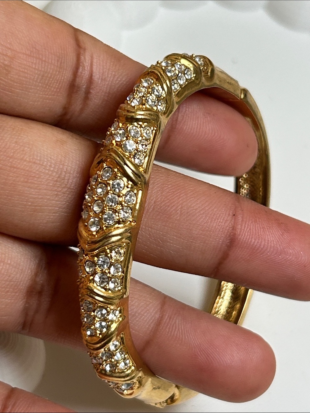 Gold Crystal Pavé Women's Bangle Bracelet